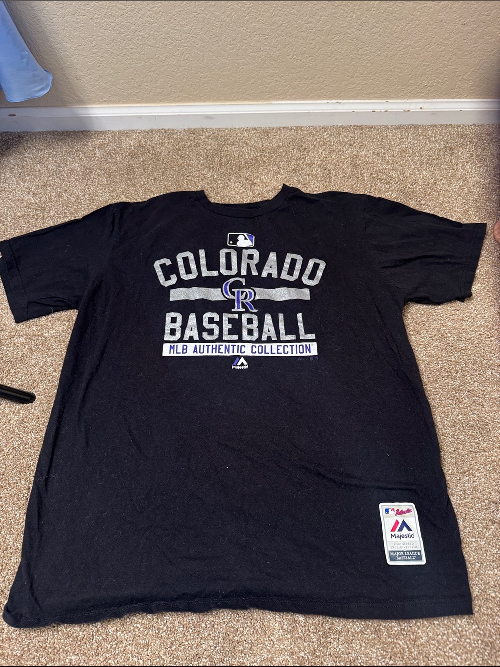 Majestic Colorado Rockies Black Short Sleeve Baseball Tee MLB SZ XL - Picture 2 of 7